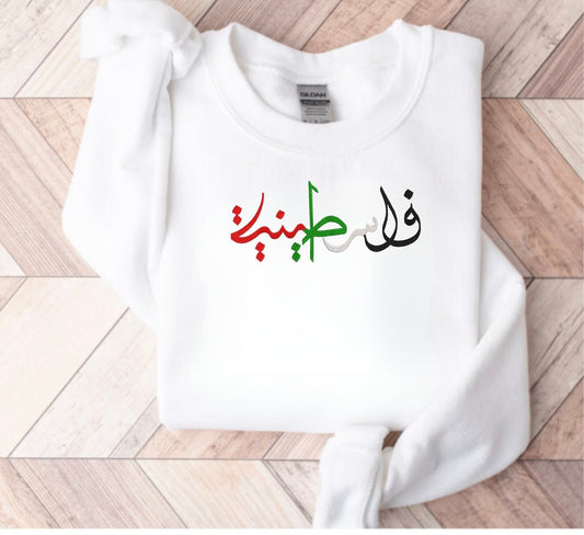 Palestinians Girl Embroidered Sweater - Palestinian Coordinates Shirt (colors design)