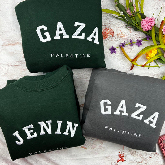 Custom Palestine City Embroidered Sweater - Palestinian Shirt