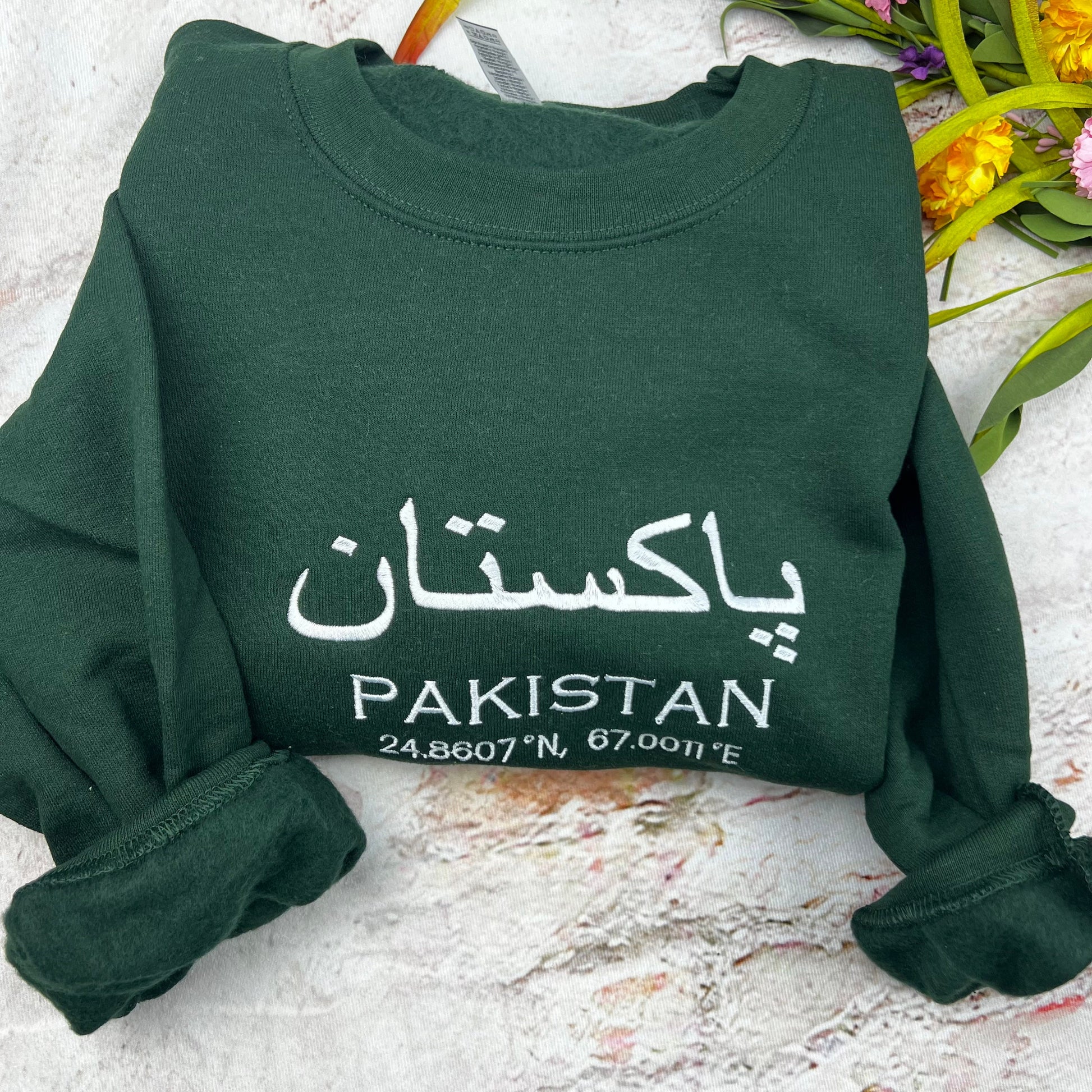 Pakistan Embroidered Sweatshirt - Pakistan Coordinates Shirt
