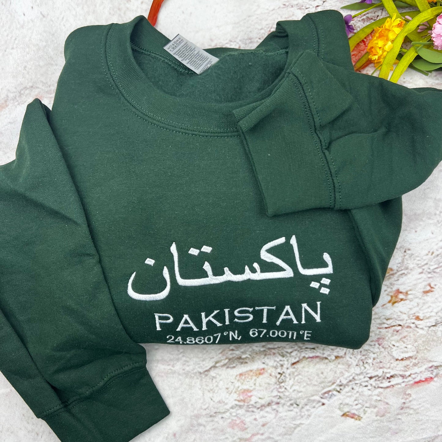 Pakistan Embroidered Sweatshirt - Pakistan Coordinates Shirt