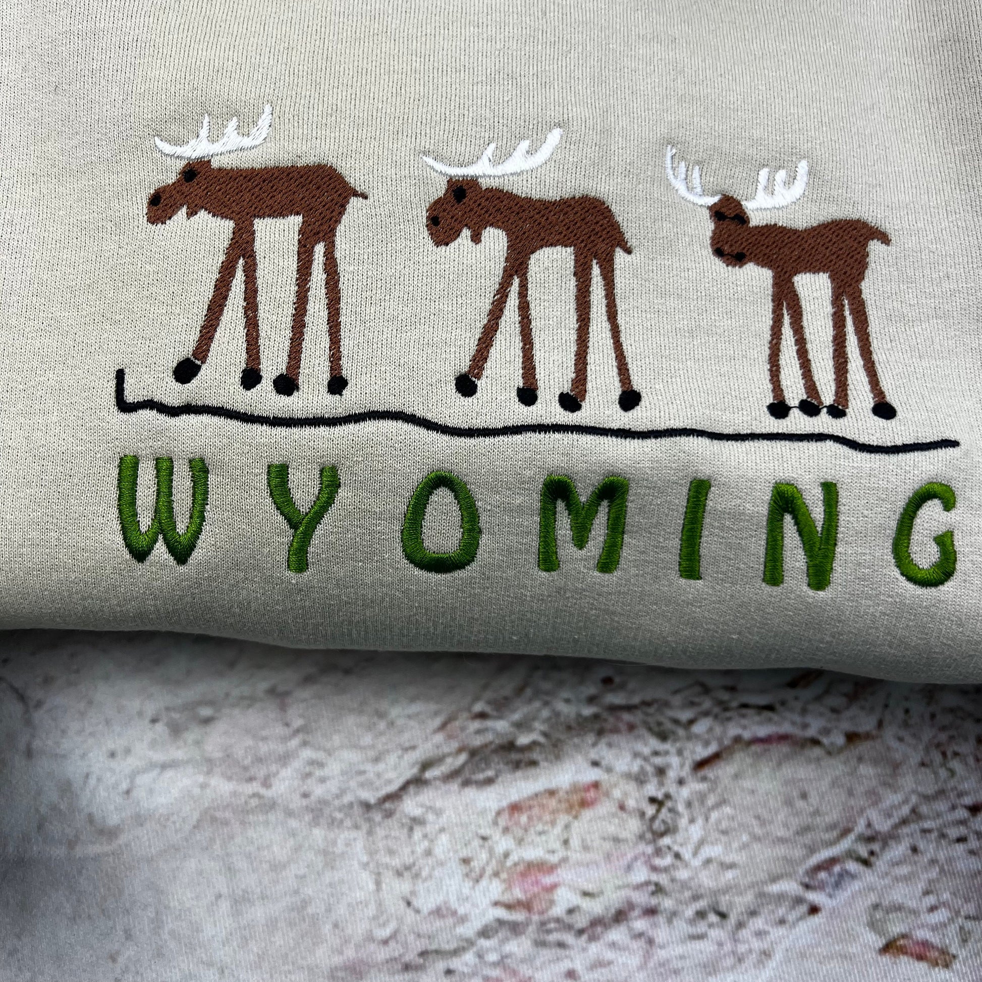 Wyoming Embroidered Crewneck-embroidered Crewneck-National Park Sweatshirt (MOOSE)