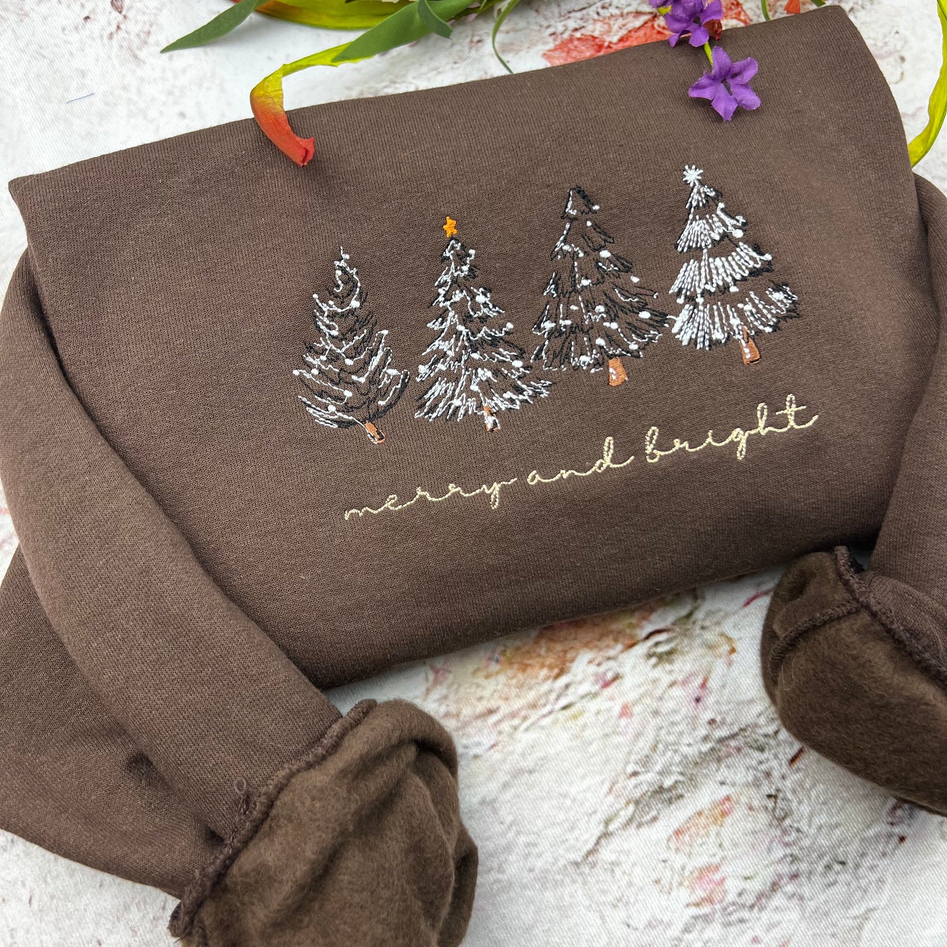 Merry Christmas Sweatshirt- Christmas Tree Crewneck (4 CHRISTMAS TREES)