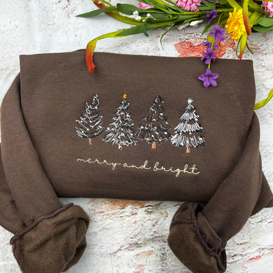 Merry Christmas Sweatshirt- Christmas Tree Crewneck (4 CHRISTMAS TREES)