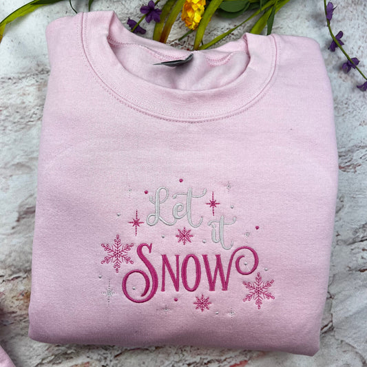 Let It Snow Embroidered Sweatshirt , Winter Sweatshirt, Snowflake Sweatshirt Christmas Sweatshirt, Christmas Shirt, Holiday Shirt.
