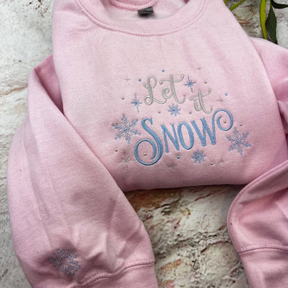 Let It Snow Embroidered Sweatshirt , Winter Sweatshirt, Snowflake Sweatshirt Christmas Sweatshirt, Christmas Shirt, Holiday Shirt.