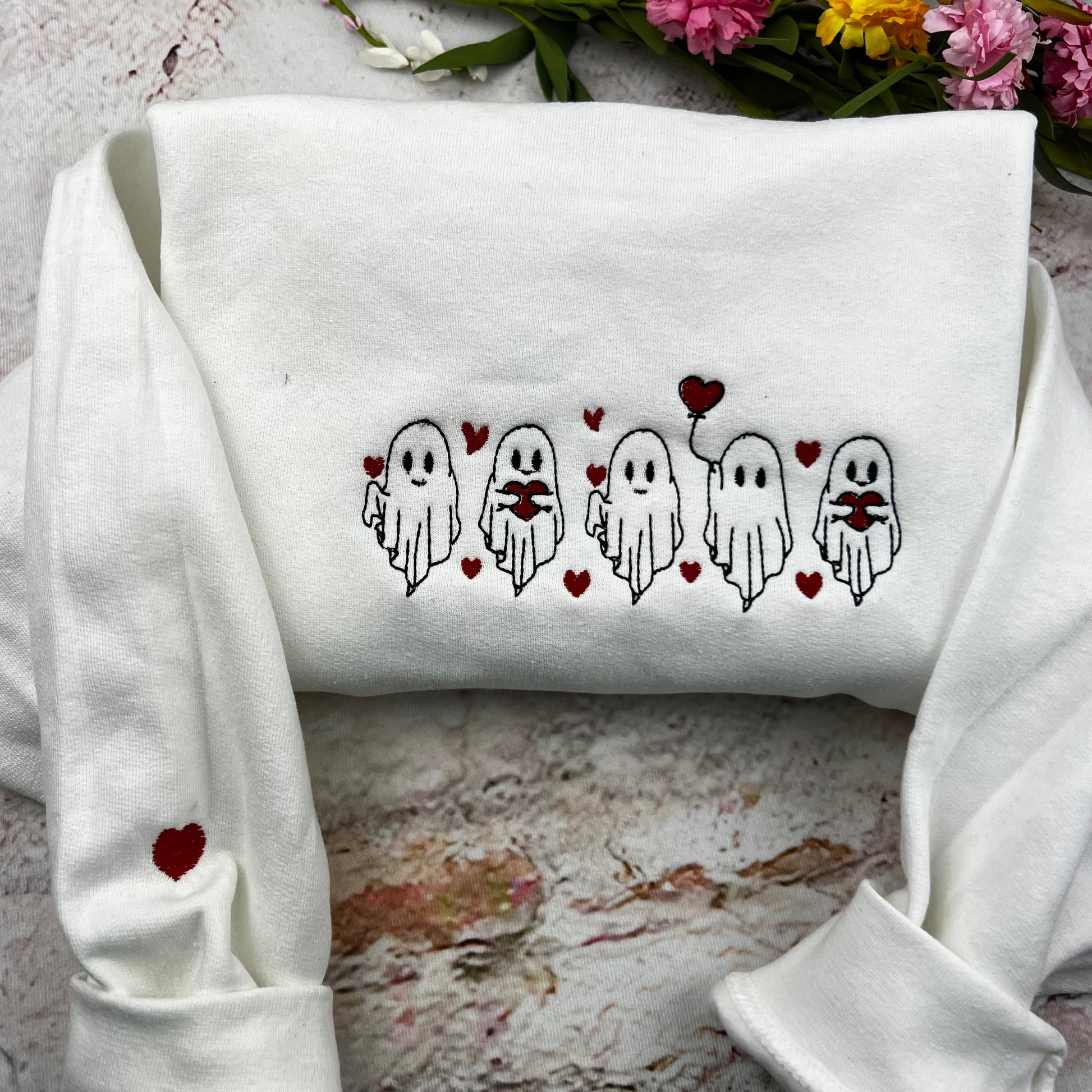 Valentine's Day Ghost Sweatshirt, Ghosts With Hearts Valentine Gift, Spooky Valentine Sweat, Be My Boo Valentines Tee, Happy Valentines Day