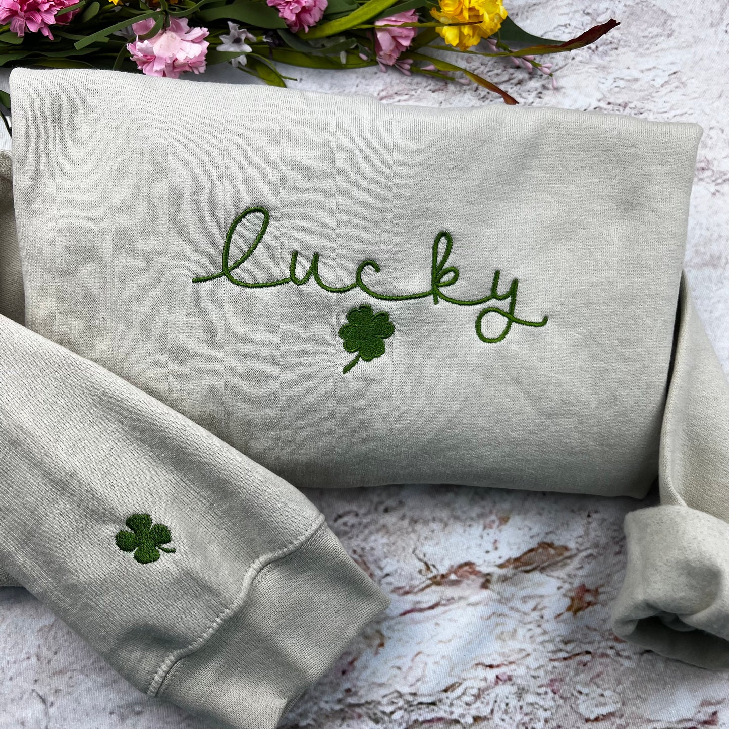 Lucky Embroidered Sweatshirt. St. Patricks Sweatshirt, Saint Patricks Day Embroidered Sweatshirt