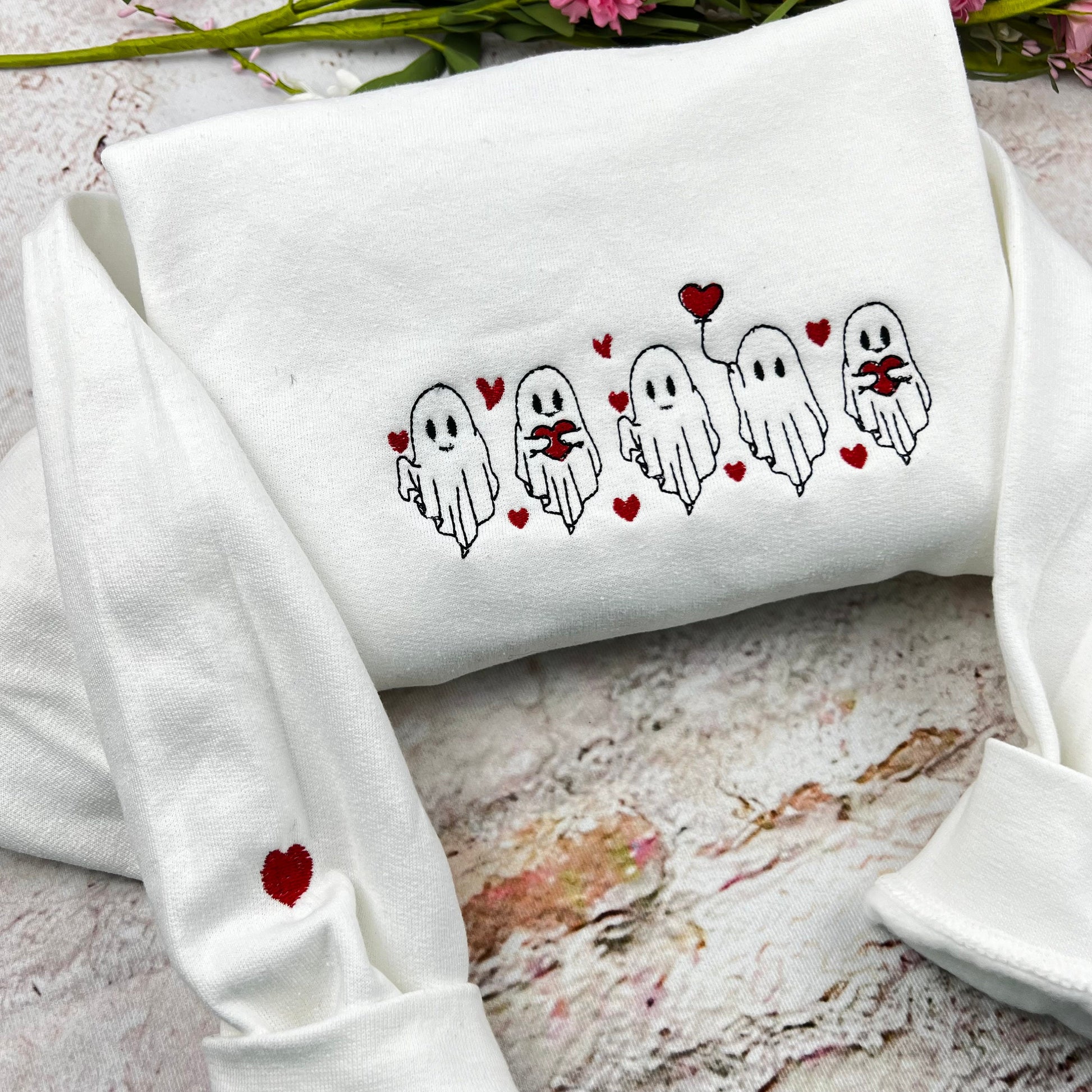 Valentine's Day Ghost Sweatshirt, Ghosts With Hearts Valentine Gift, Spooky Valentine Sweat, Be My Boo Valentines Tee, Happy Valentines Day