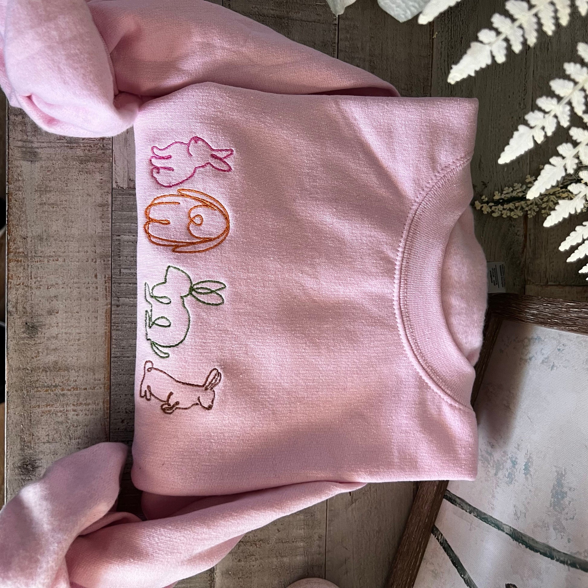 Bunny Embroidered Sweatshirt -Easter Embroidered Sweatshirt- Easter Shirt- Easter Bunny Sweatshirt. Cute bunny rabbits sweatshirt