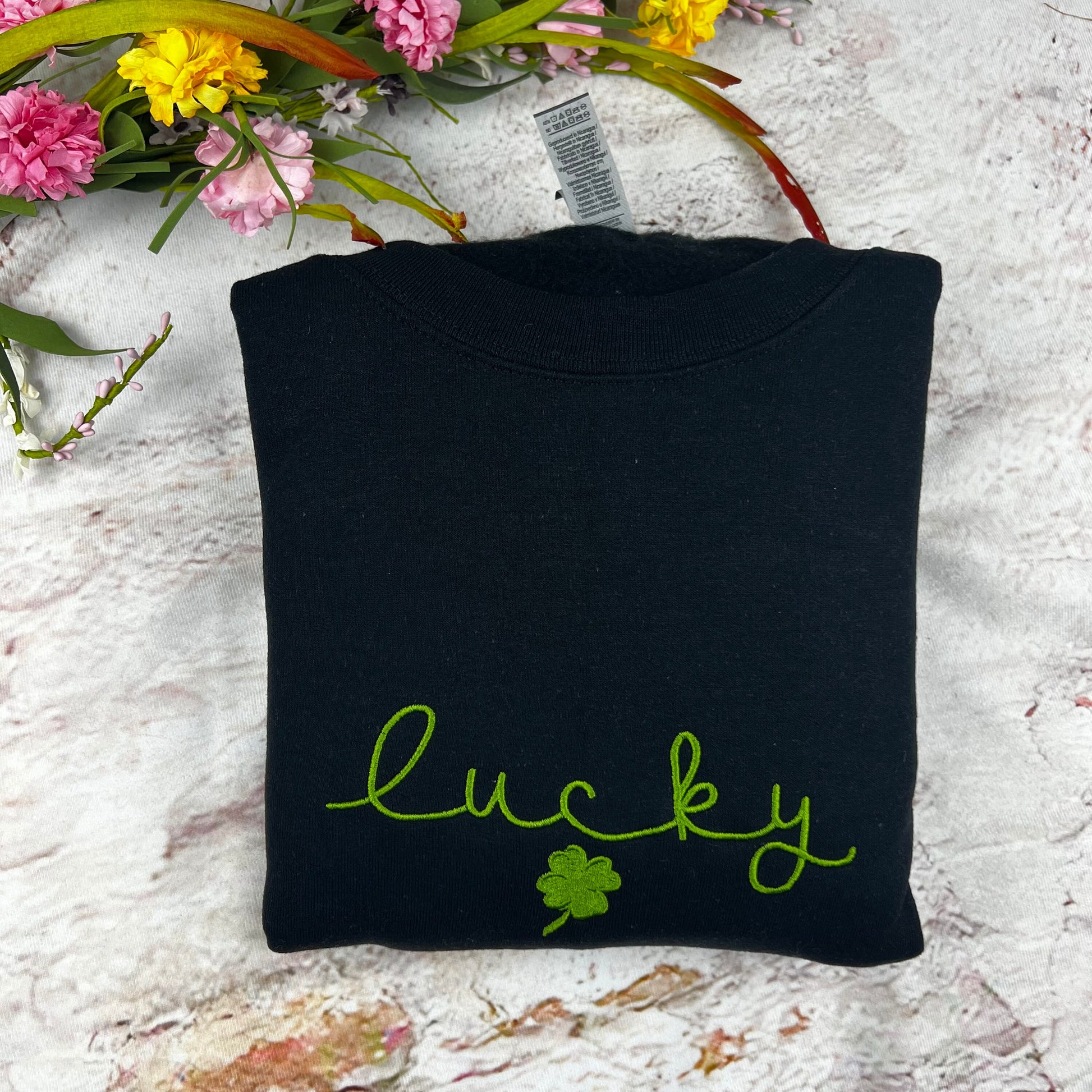 Lucky Charm Embroidered Sweatshirt, Clover Sweatshirt, St Patricks Day Sweatshirt, Saint Patrick's Pullover, Lucky Sweater, Clovers