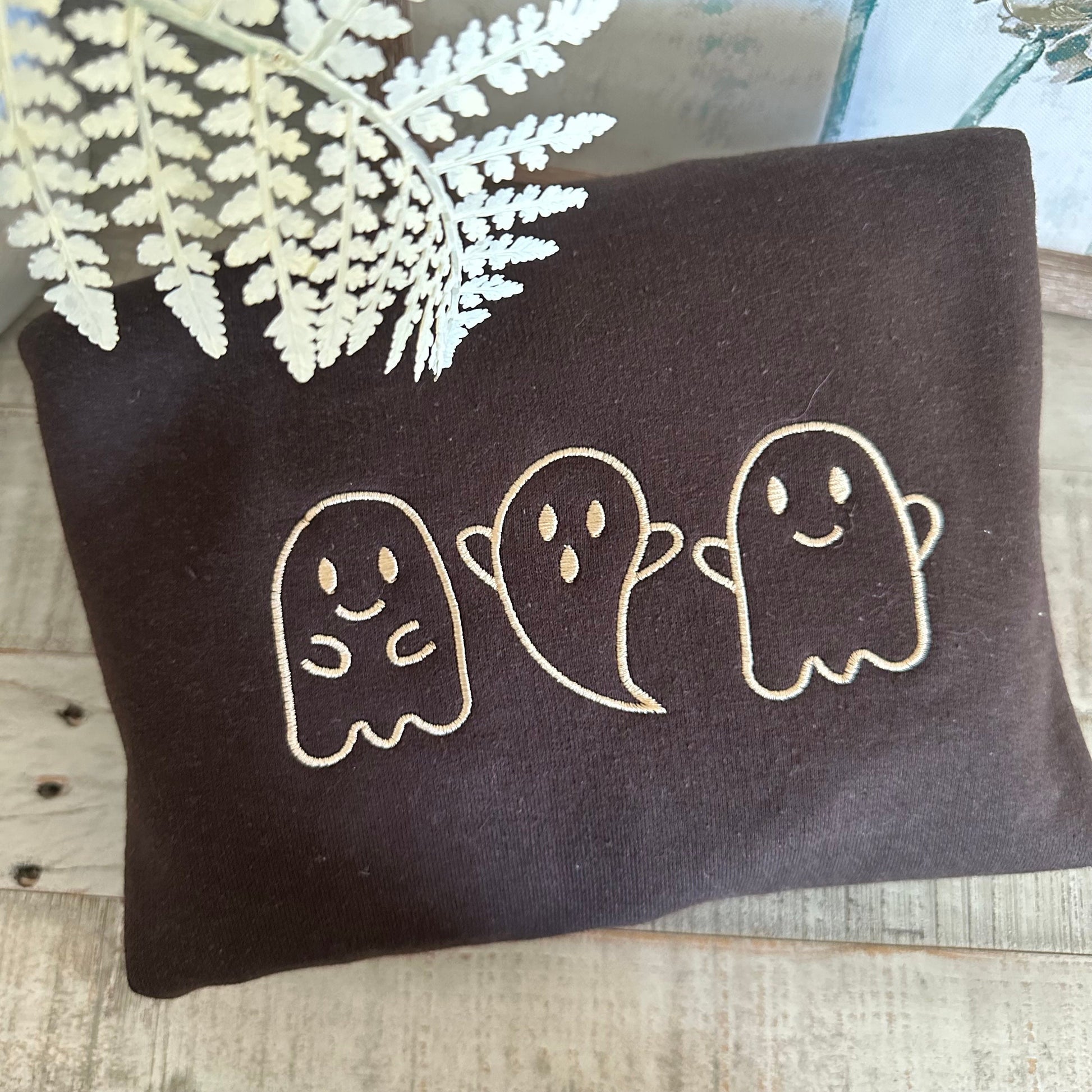 Halloween Embroidered Sweatshirt - 3 Cute Ghosts