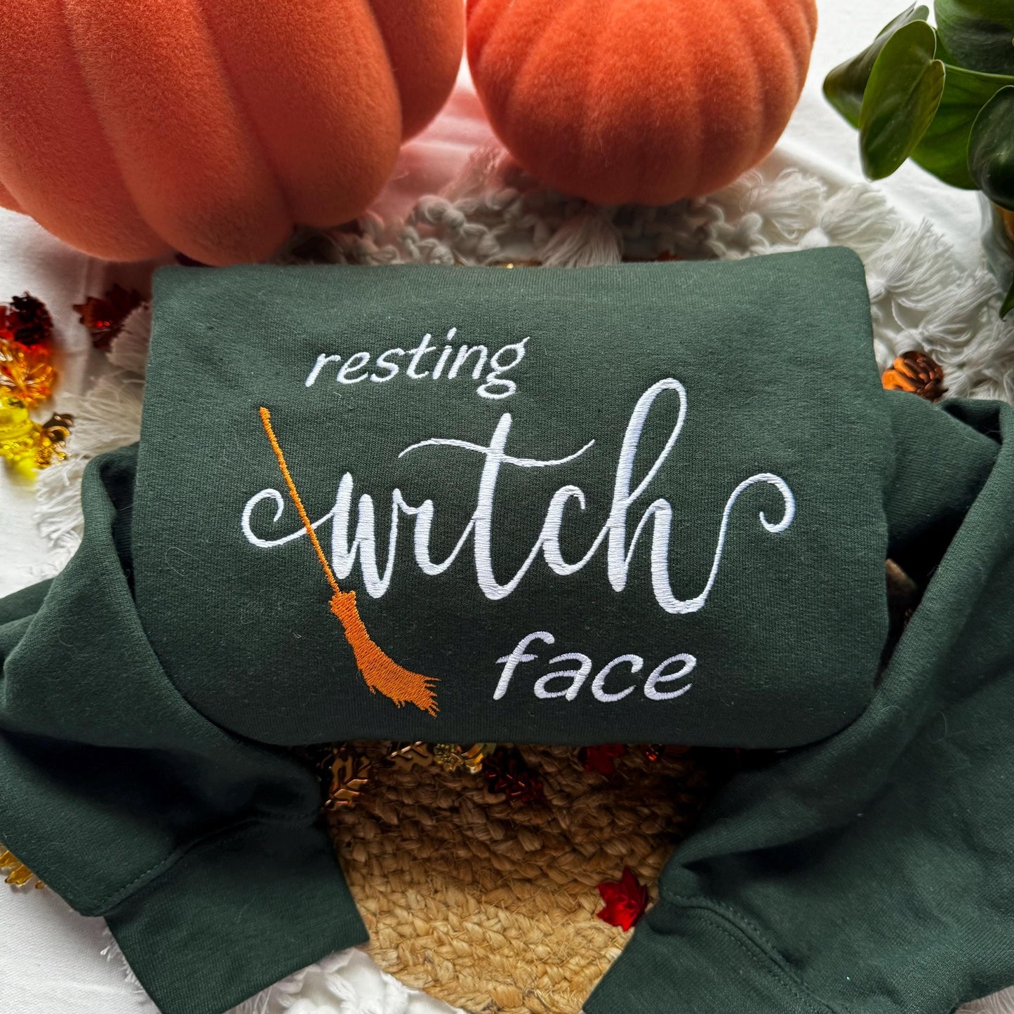 Resting Witch Face- Halloween Embroidered Sweatshirt - Fall Embroidered Sweatshirt