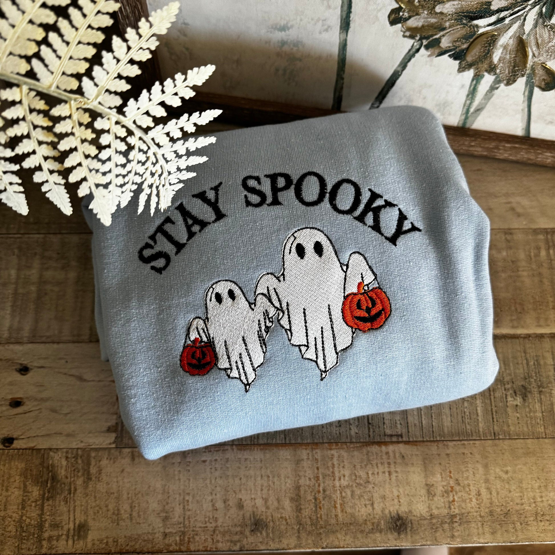 Halloween Embroidered Sweatshirt - Stay Spooky Ghosts