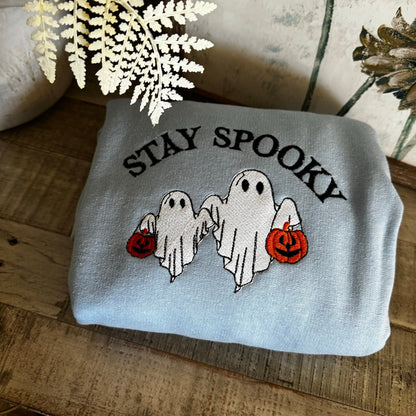 Halloween Embroidered Sweatshirt - Stay Spooky Ghosts