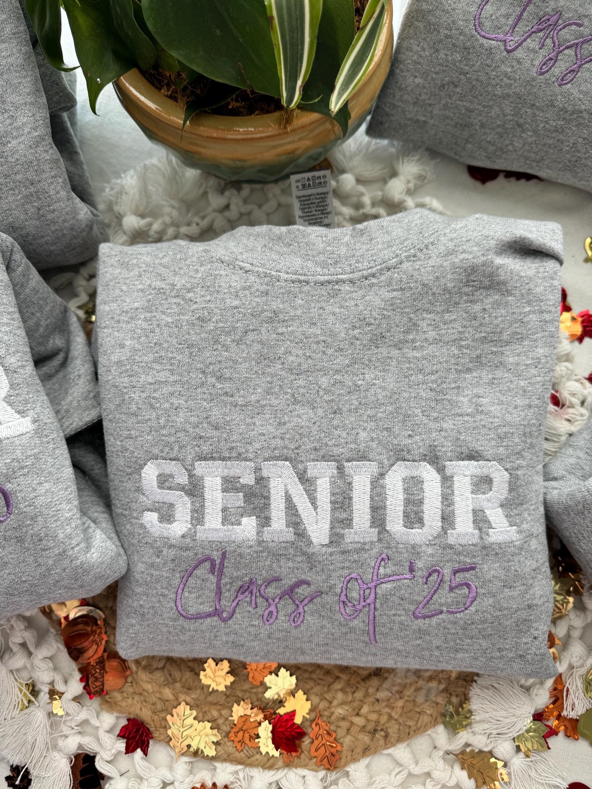 Embroidered Senior Class25 Sweatshirt- Custom Senior year embroidered sweatshirt . Senior Class 2025Embroidered Crewneck