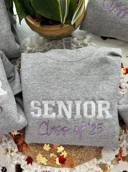 Embroidered Senior Class25 Sweatshirt- Custom Senior year embroidered sweatshirt . Senior Class 2025Embroidered Crewneck