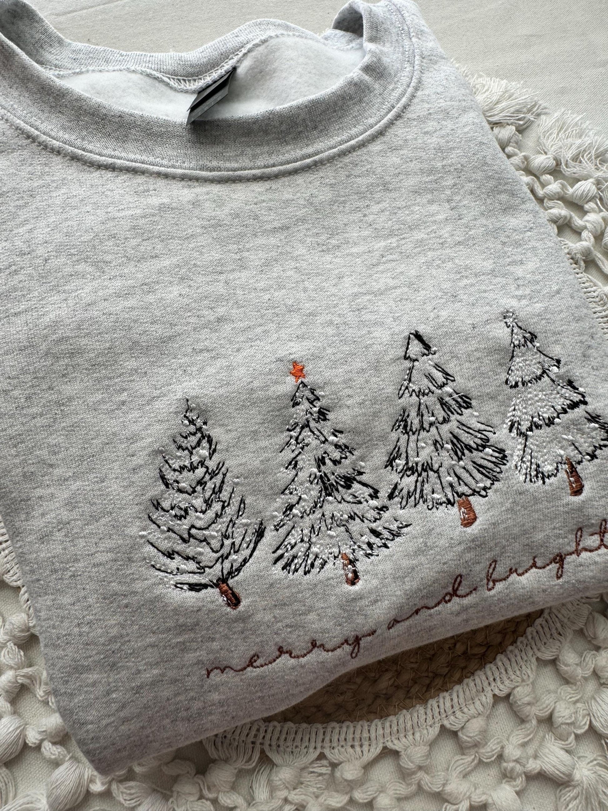 Merry Christmas Sweatshirt- Christmas Tree Crewneck (4 CHRISTMAS TREES)