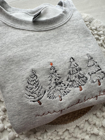 Merry Christmas Sweatshirt- Christmas Tree Crewneck (4 CHRISTMAS TREES)