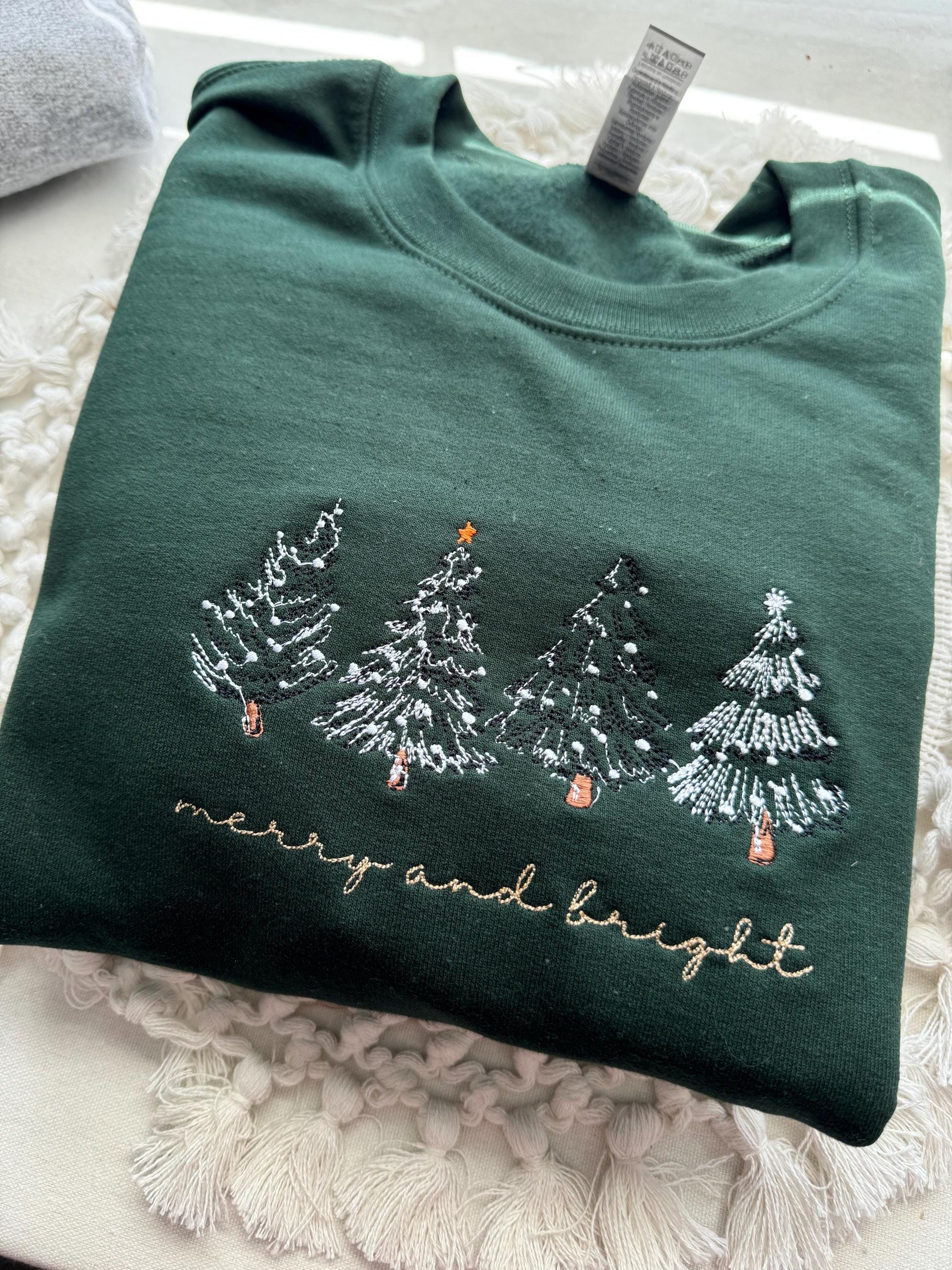 Merry Christmas Sweatshirt- Christmas Tree Crewneck (4 CHRISTMAS TREES)
