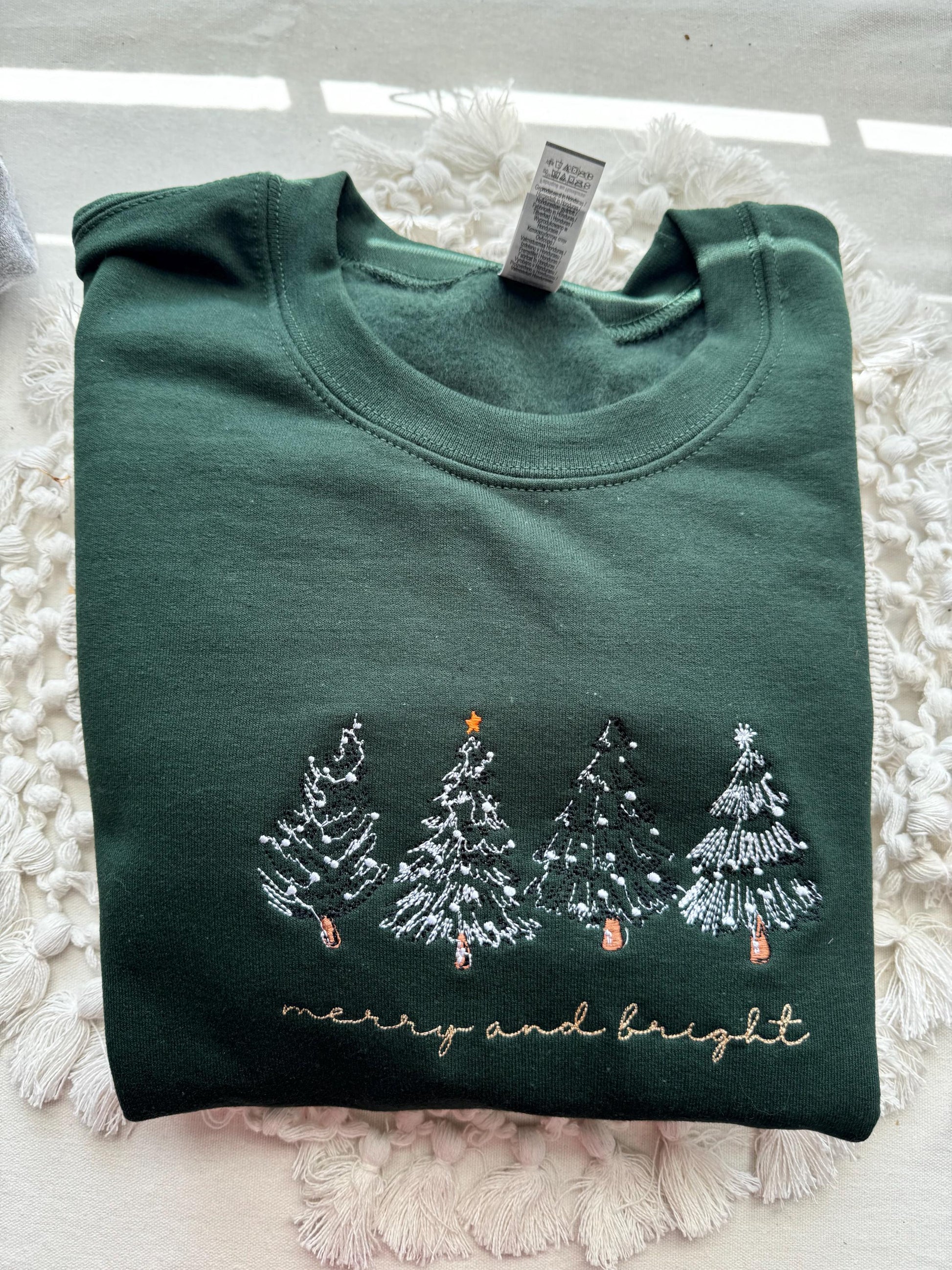 Merry Christmas Sweatshirt- Christmas Tree Crewneck (4 CHRISTMAS TREES)