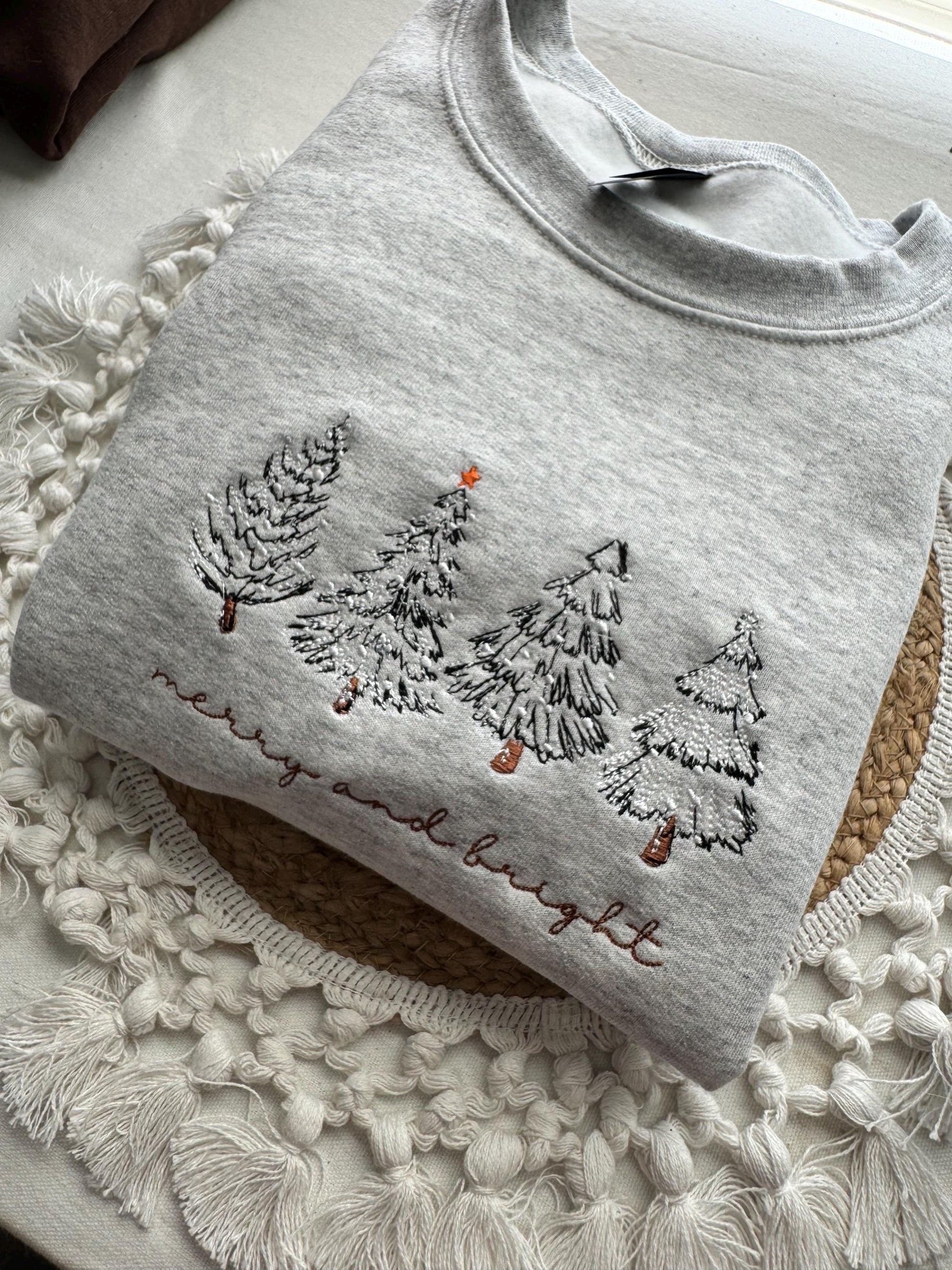 Merry Christmas Sweatshirt- Christmas Tree Crewneck (4 CHRISTMAS TREES)
