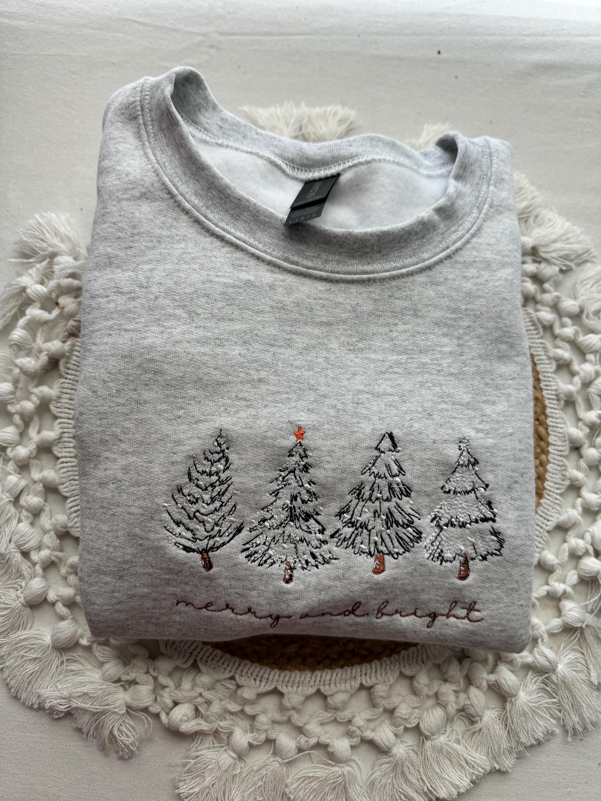Merry Christmas Sweatshirt- Christmas Tree Crewneck (4 CHRISTMAS TREES)