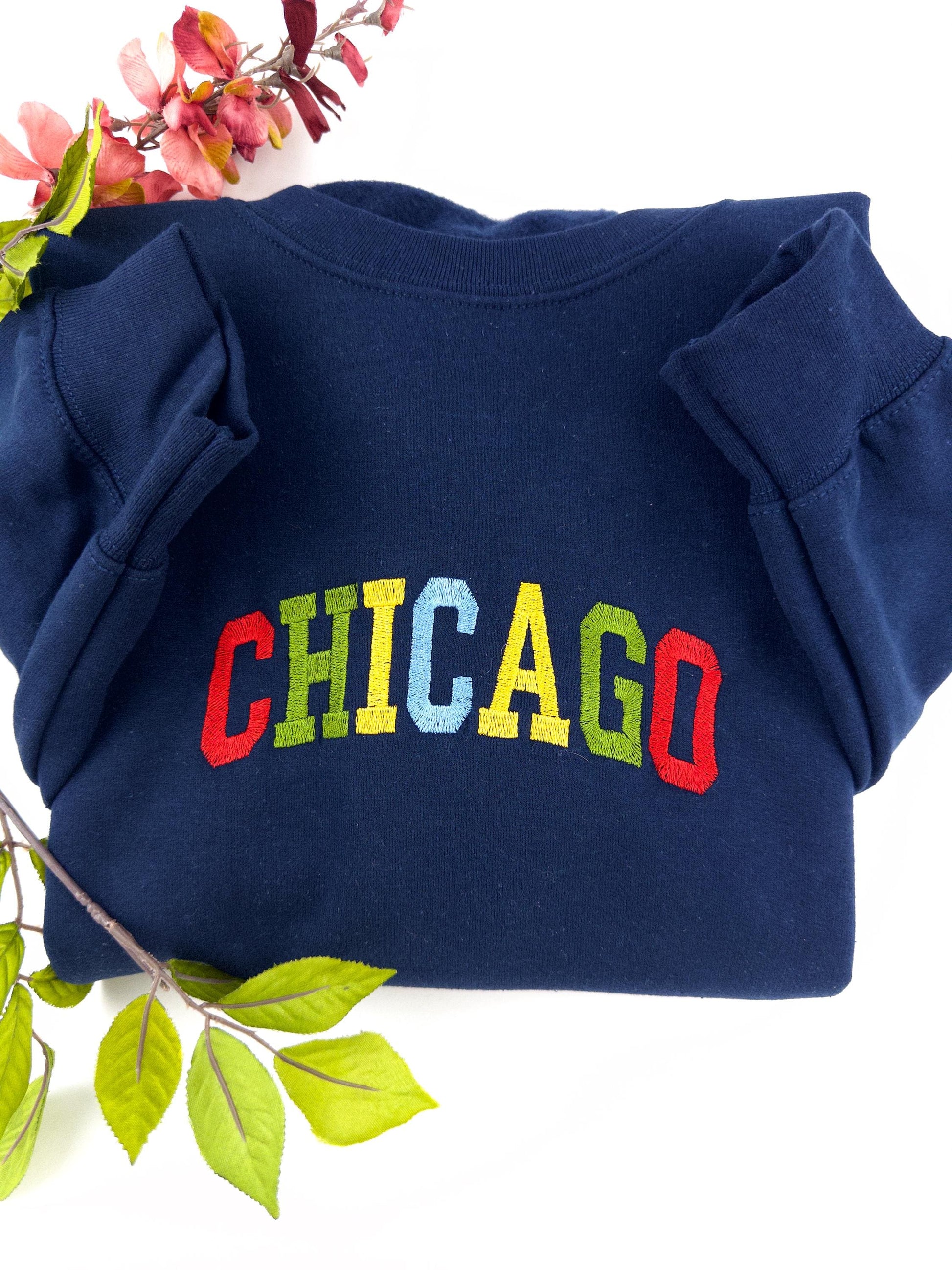 Chicago Embroidered Sweatshirt-(Colorful)