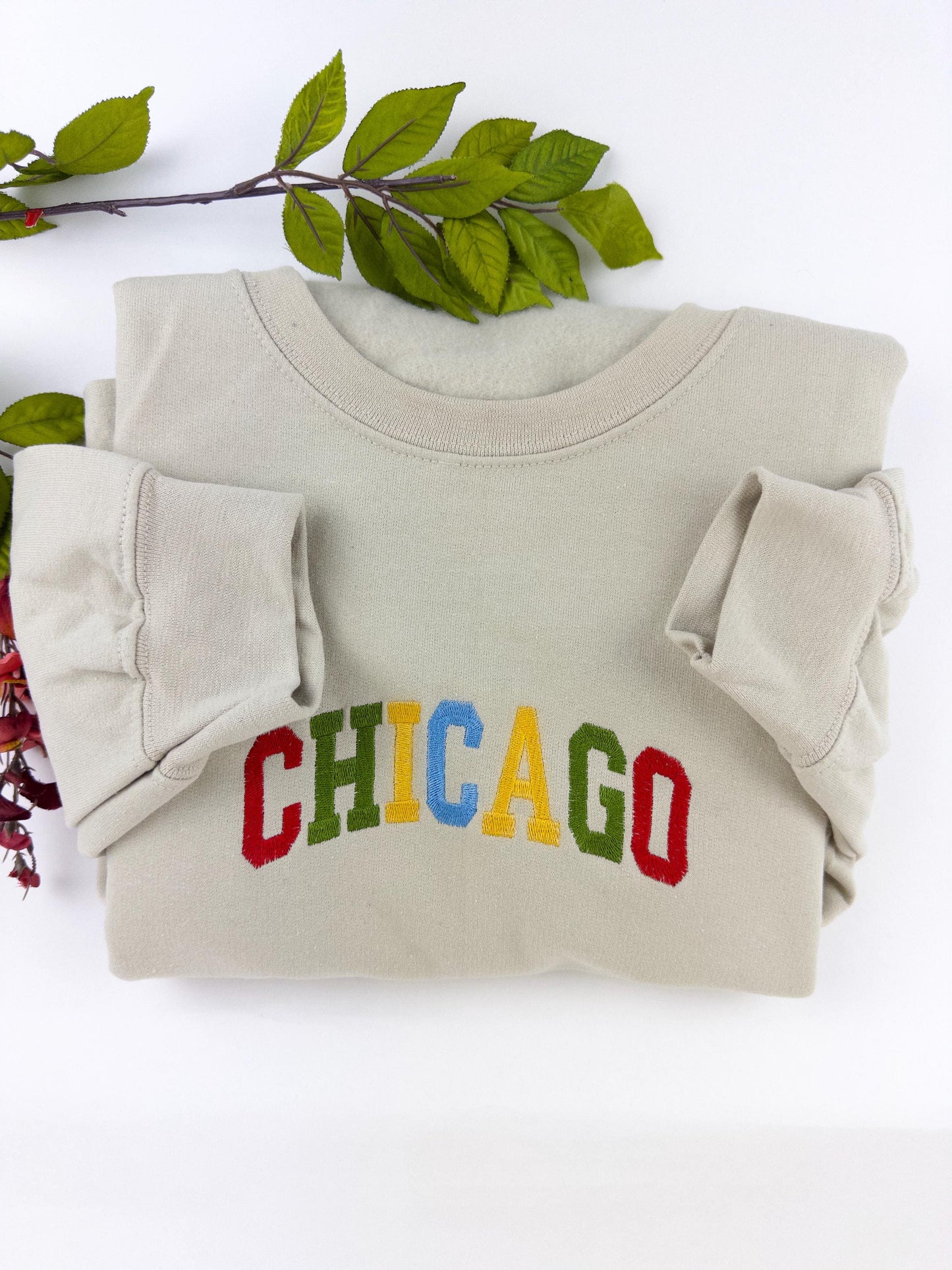Chicago Embroidered Sweatshirt-(Colorful)