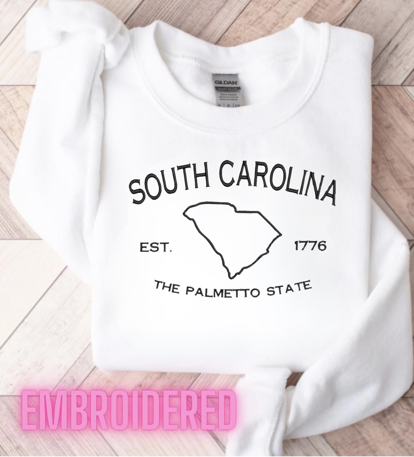 South Carolina Embroidered Sweatshirt- South Carolina T-Shirt and Sweatshirt