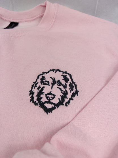 Golden Doodle Head Embroidered Sweatshirt- Doodle Mama shirt - Animal Lover Shirt -More Colors Available
