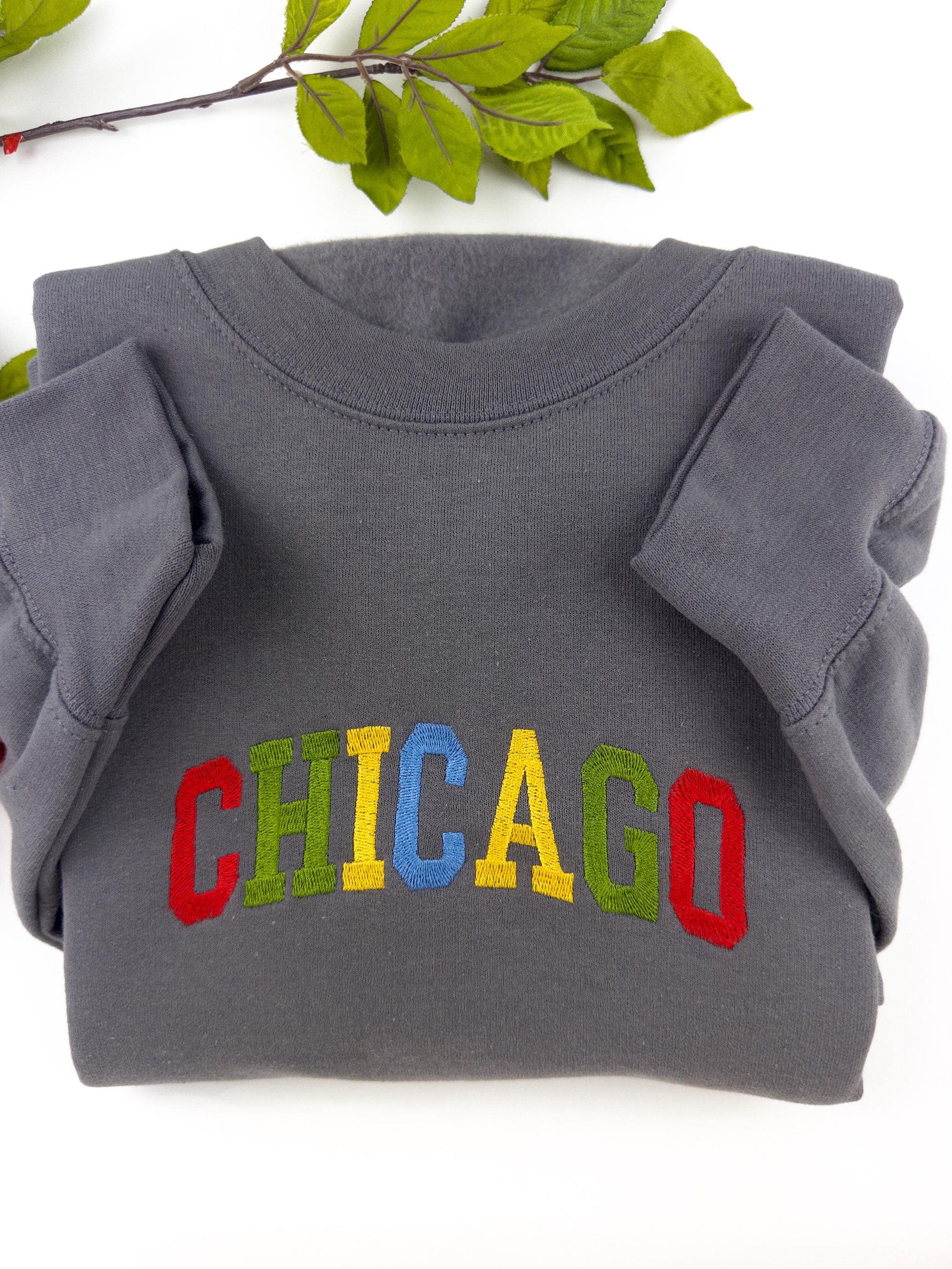 Chicago Embroidered Sweatshirt-(Colorful)