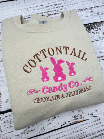 Cotton Tail Bunny Embroidered Sweatshirt-Easter outfit