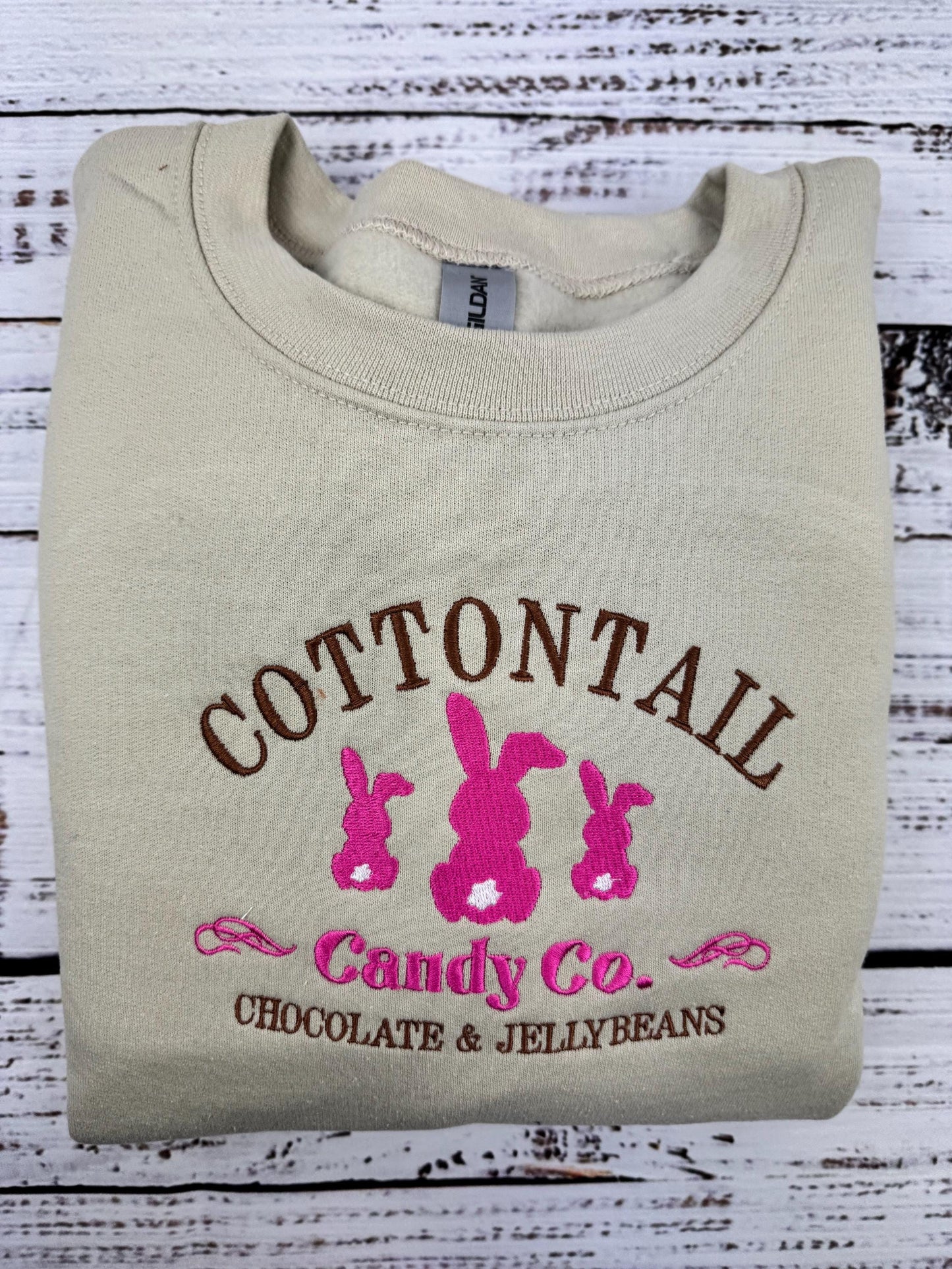 Cotton Tail Bunny Embroidered Sweatshirt-Easter outfit