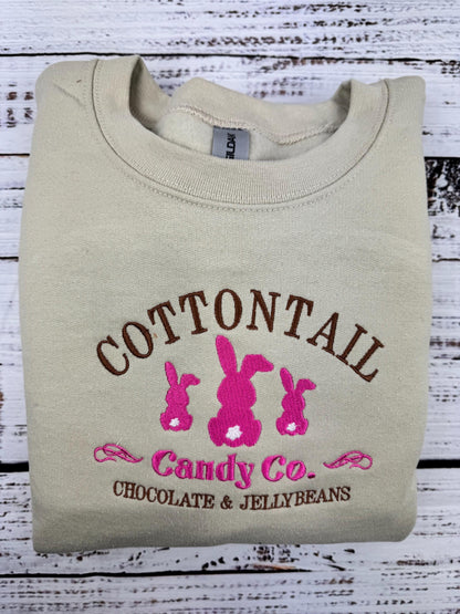 Cotton Tail Bunny Embroidered Sweatshirt-Easter outfit