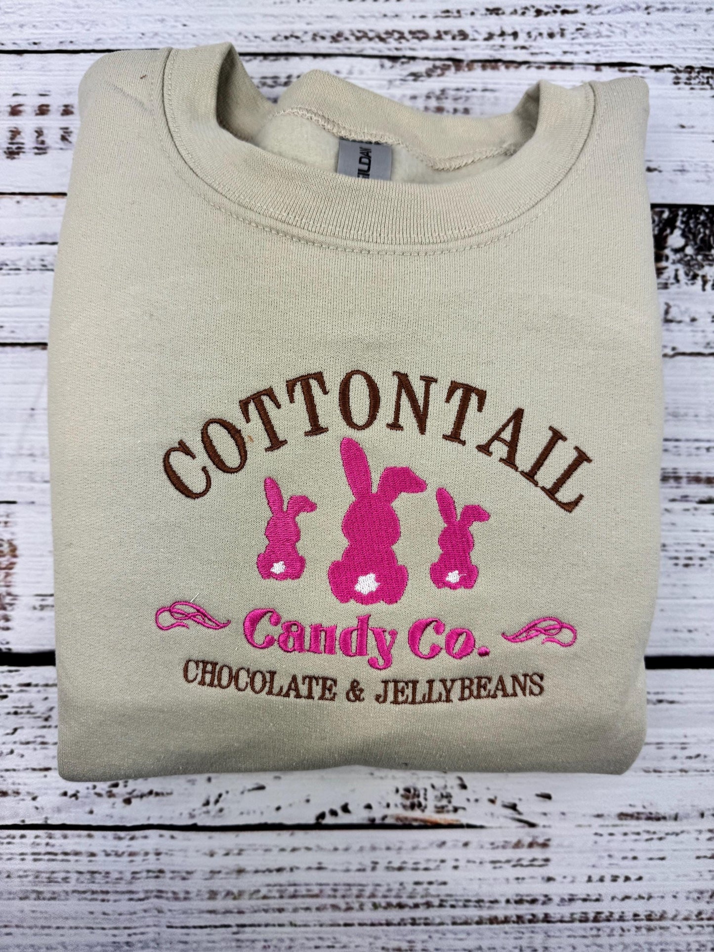 Cotton Tail Bunny Embroidered Sweatshirt-Easter outfit