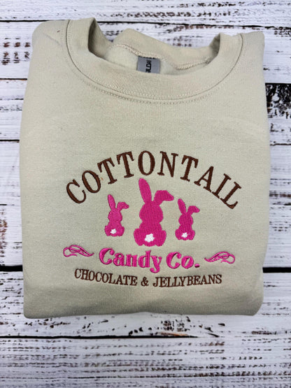 Cotton Tail Bunny Embroidered Sweatshirt-Easter outfit