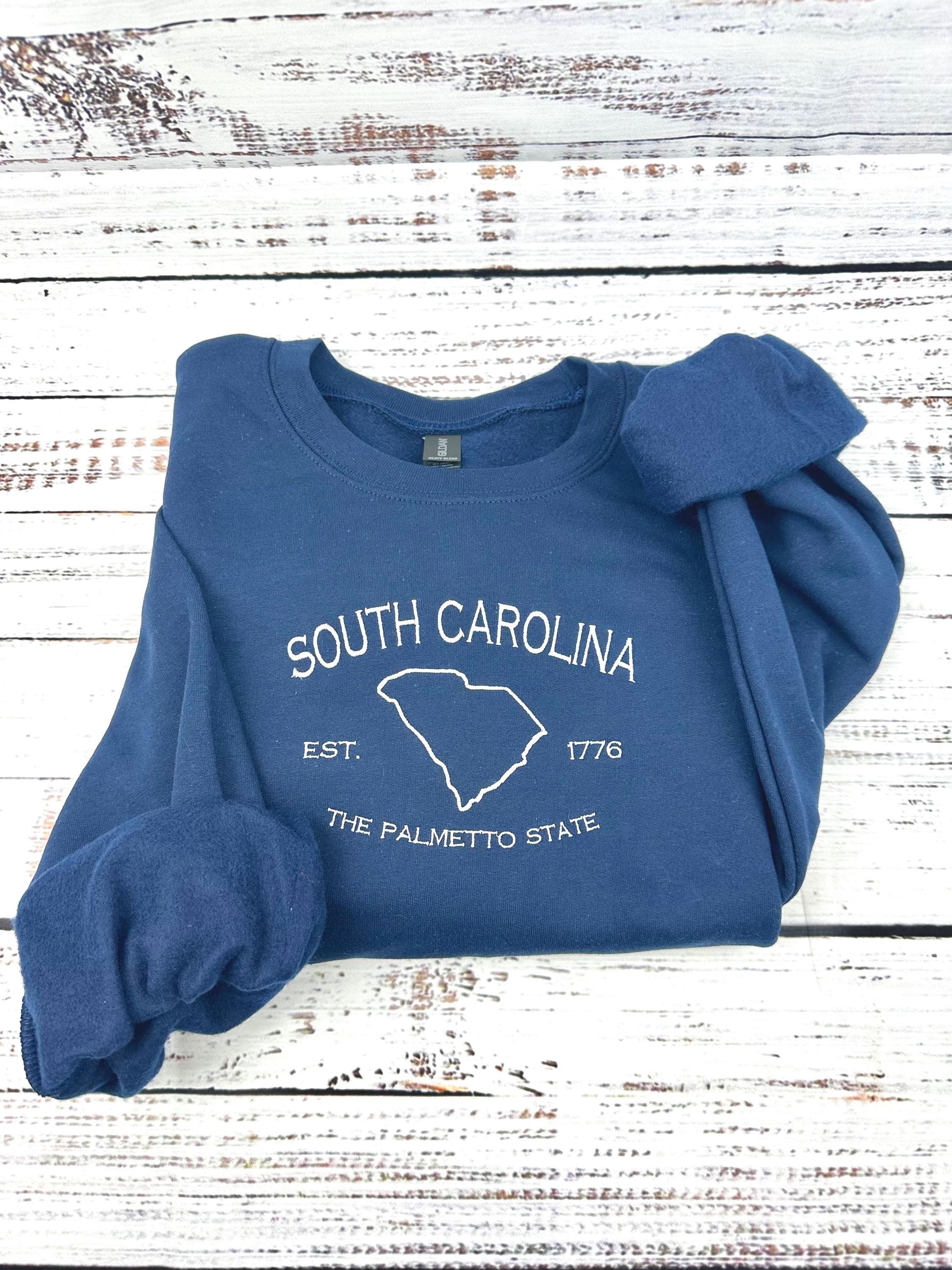 South Carolina Embroidered Sweatshirt- South Carolina T-Shirt and Sweatshirt