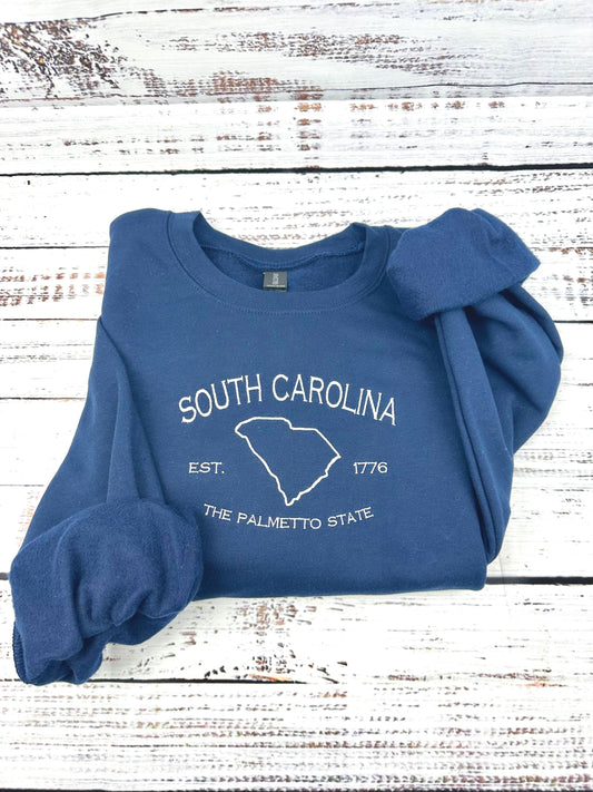South Carolina Embroidered Sweatshirt- South Carolina T-Shirt and Sweatshirt