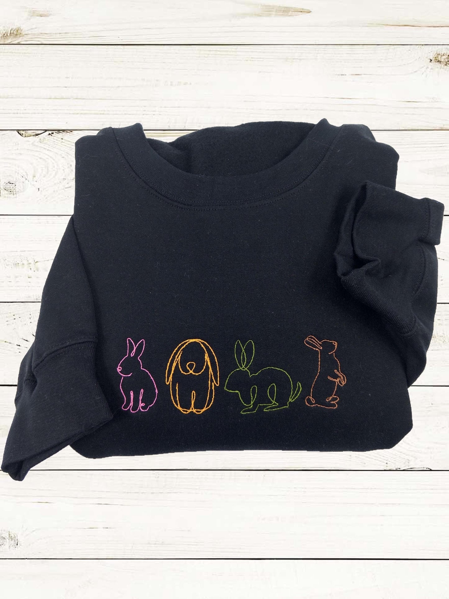 Bunny Embroidered Sweatshirt -Easter Embroidered Sweatshirt- Easter Shirt- Easter Bunny Sweatshirt. Cute bunny rabbits sweatshirt