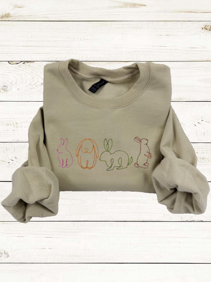 Bunny Embroidered Sweatshirt -Easter Embroidered Sweatshirt- Easter Shirt- Easter Bunny Sweatshirt. Cute bunny rabbits sweatshirt