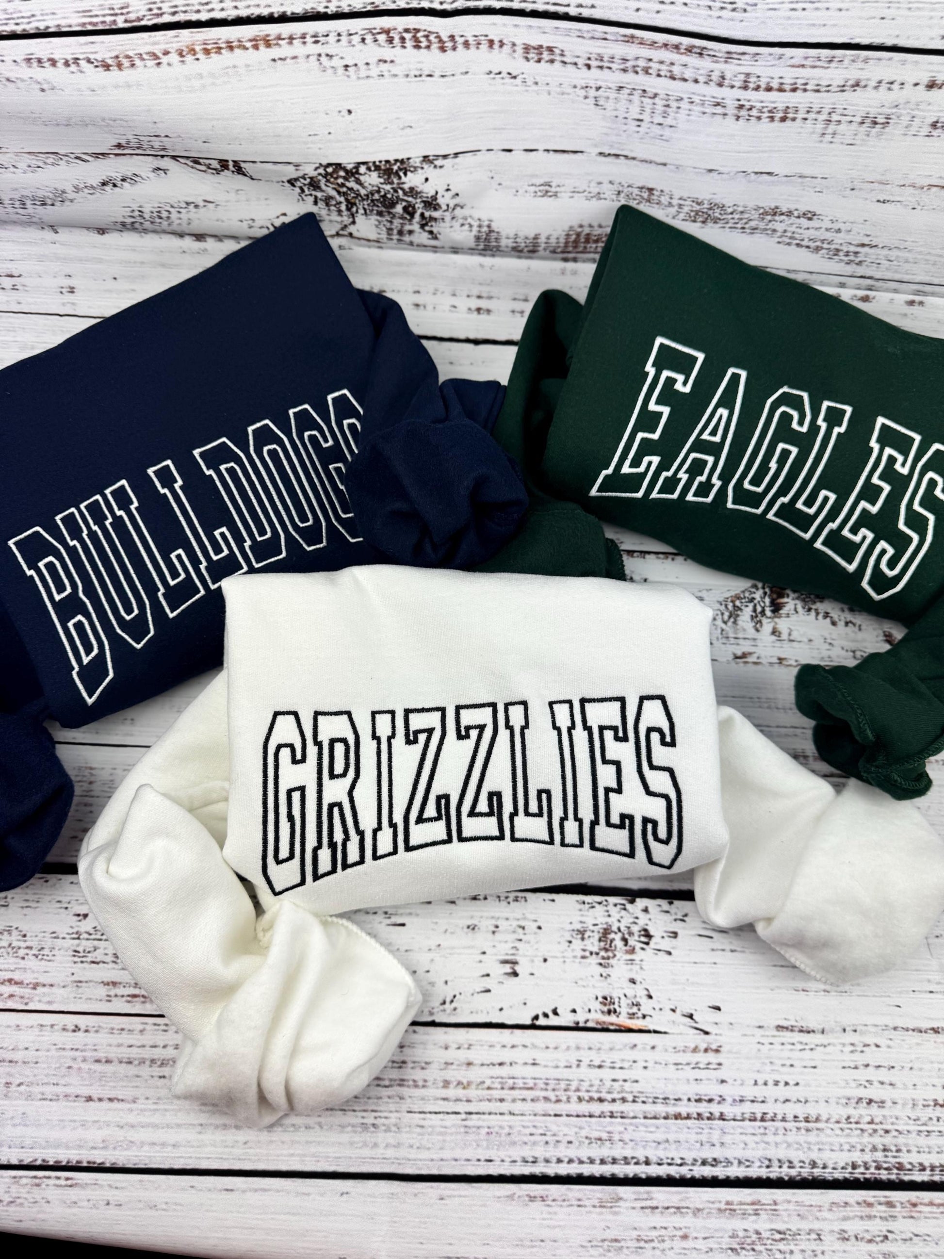 Custom Embroidered Team Sweatshirt/Hoodie, Mascot Sweatshirt, Embroidered Team Hoodie, Eagles, Bulldogs, Grizzlies, Tigers, Personalized