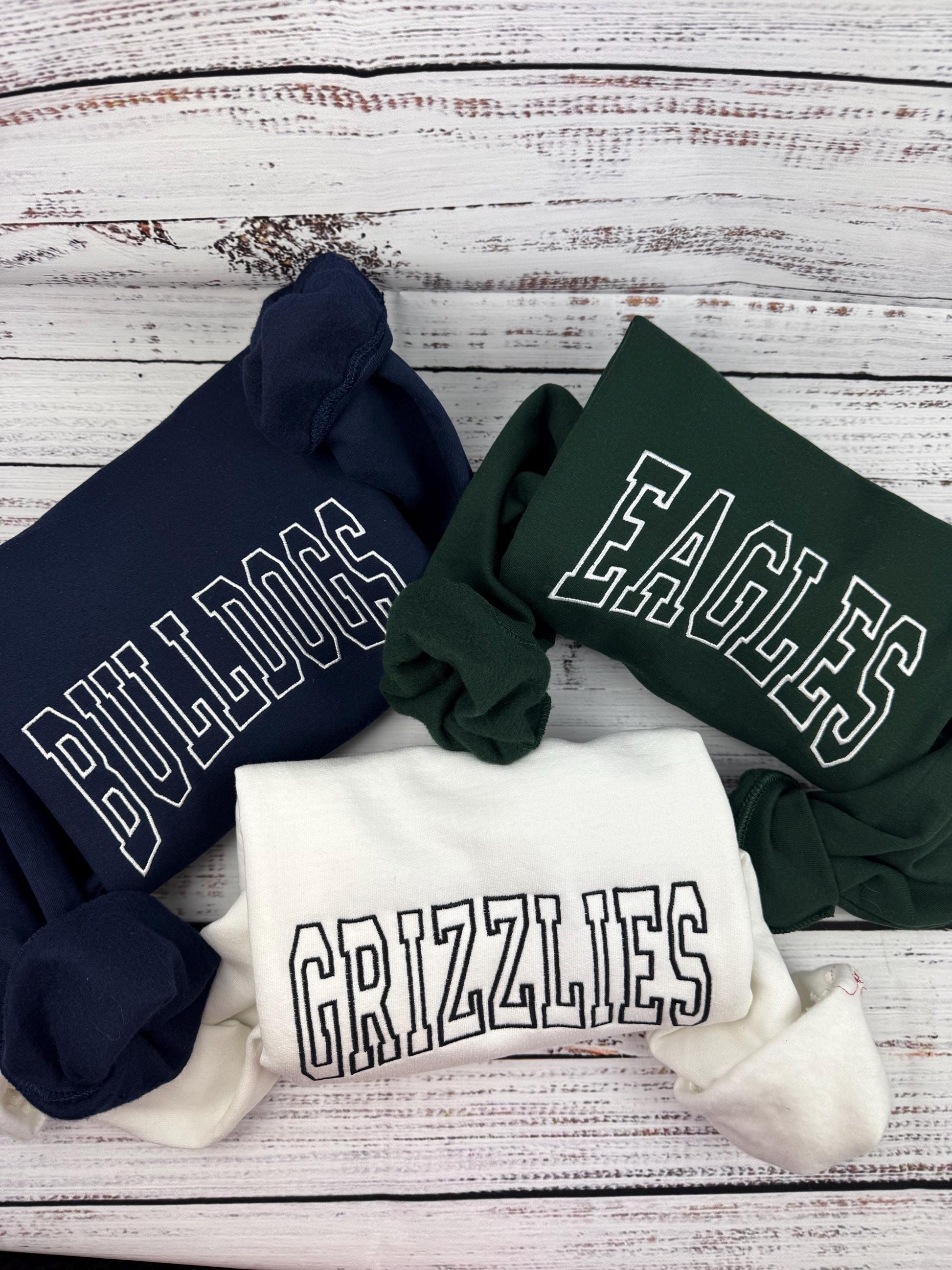 Custom Embroidered Team Sweatshirt/Hoodie, Mascot Sweatshirt, Embroidered Team Hoodie, Eagles, Bulldogs, Grizzlies, Tigers, Personalized