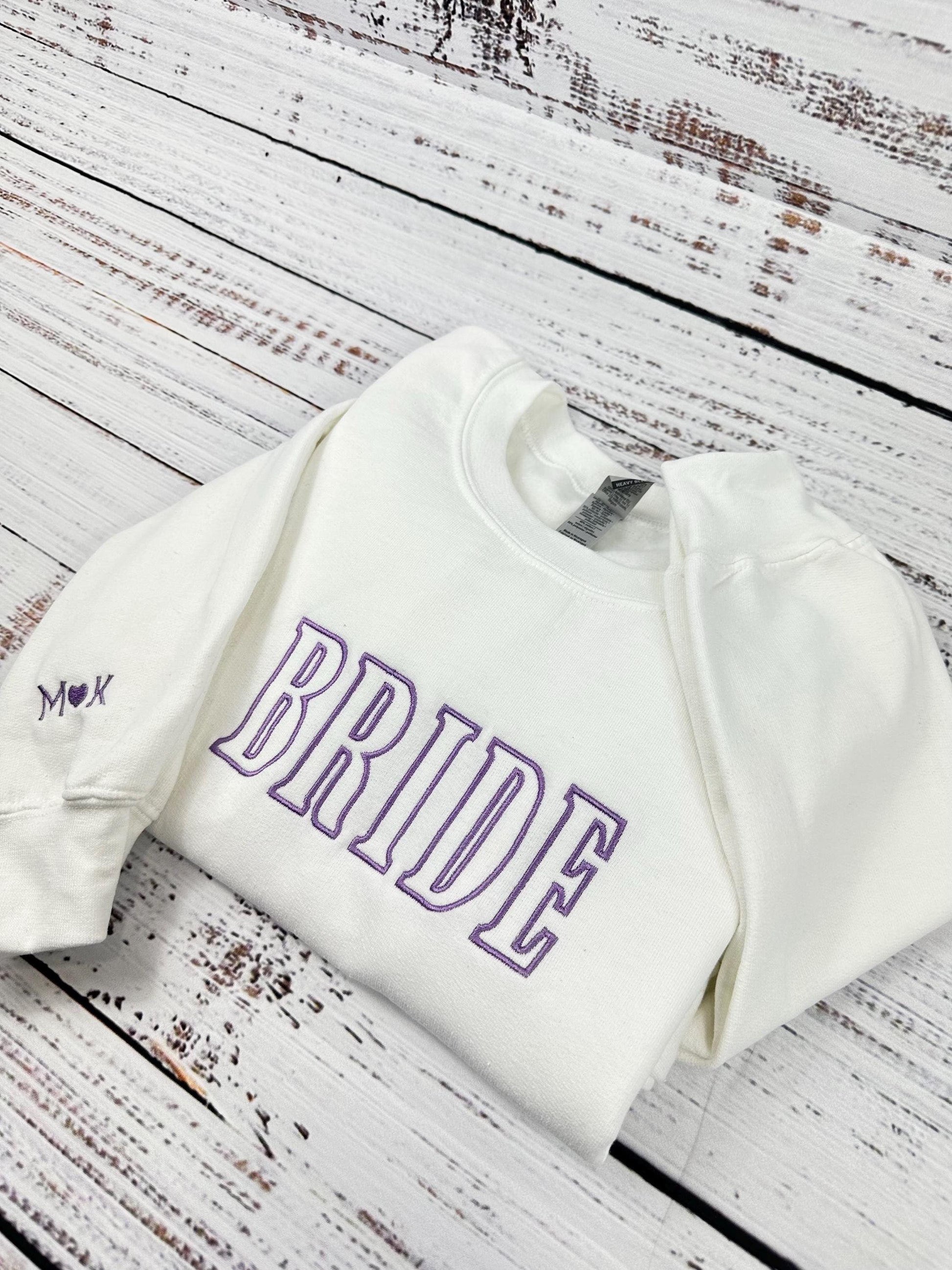 Bride Sweatshirt, Custom Bride Shirt, Embroidered Hoodie, Bridal Shower Gift - Engagement Gift - Wedding