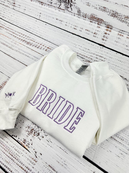 Bride Sweatshirt, Custom Bride Shirt, Embroidered Hoodie, Bridal Shower Gift - Engagement Gift - Wedding
