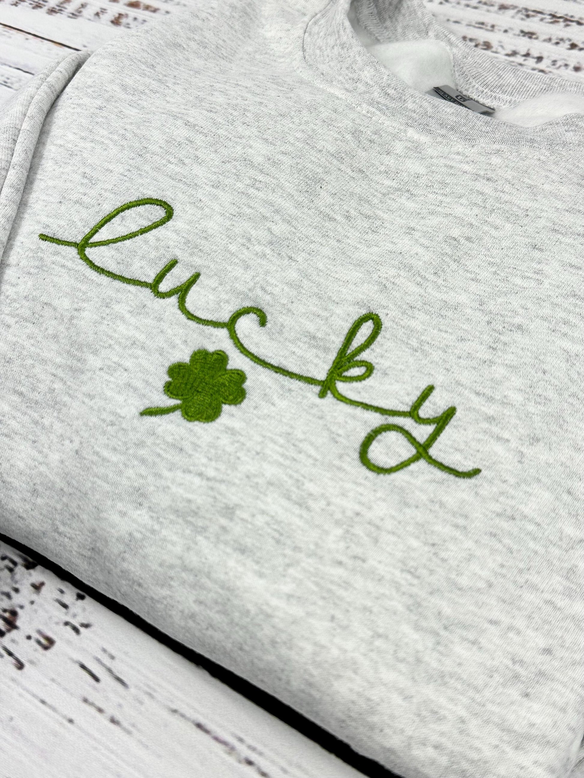 Lucky Charm Embroidered Sweatshirt, Clover Sweatshirt, St Patricks Day Sweatshirt, Saint Patrick's Pullover, Lucky Sweater, Clovers