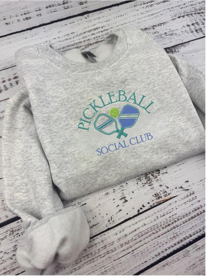 Pickle ball Social Club Embroidered Sweatshirt – Cozy & Stylish Pickle ball Gift