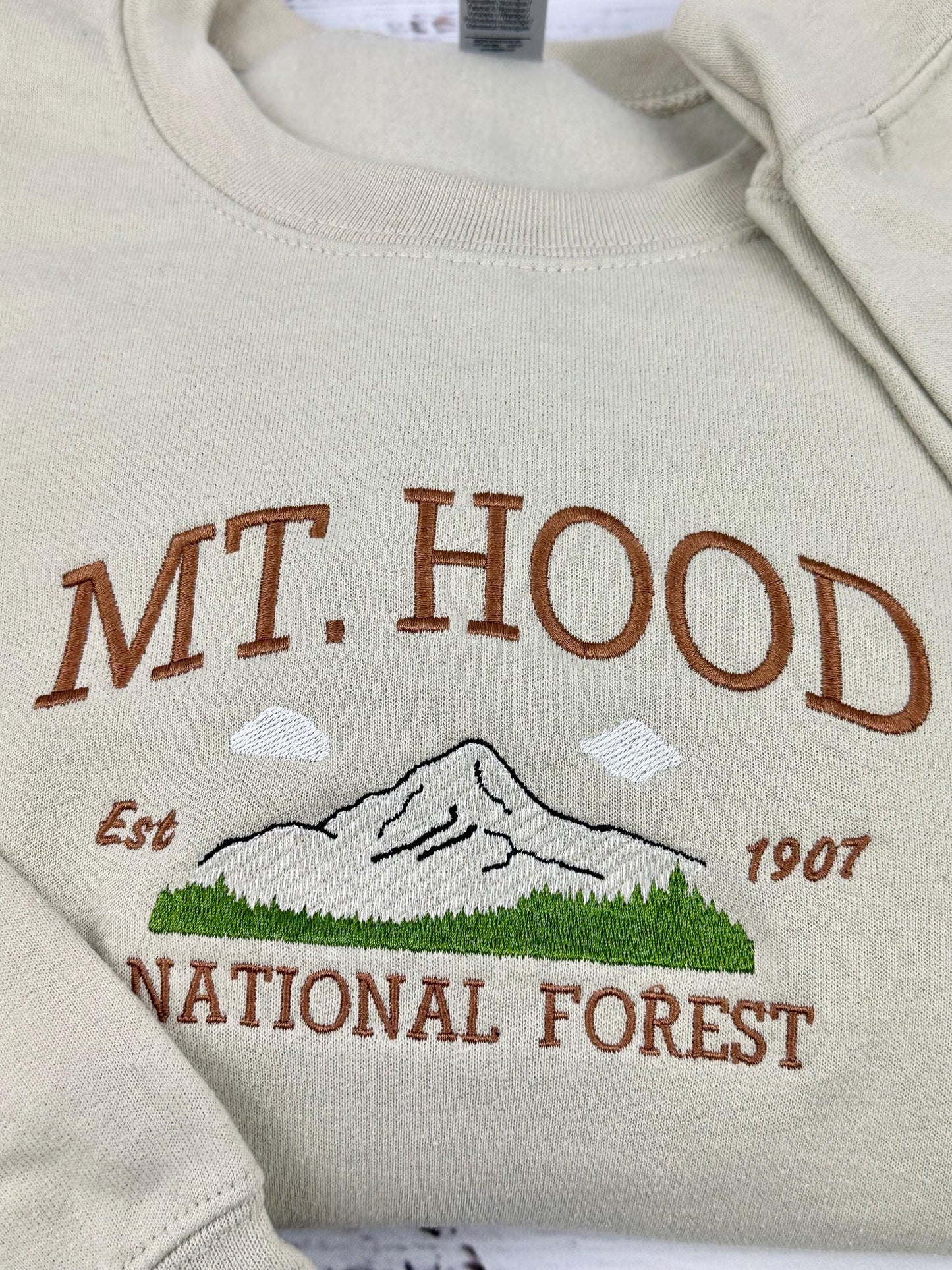 Mt. Hood National Forest Embroidered Sweatshirt | Nature Lover's Hoodie | PNW Inspired Design