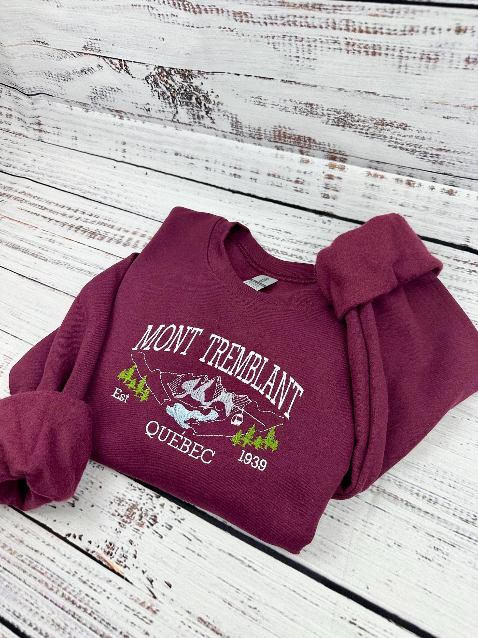 Mont Tremblant Embroidered Sweatshirt & Hoodie - Cozy Ski Resort Apparel - Quebec Mountain Gift - Winter Travel Souvenir