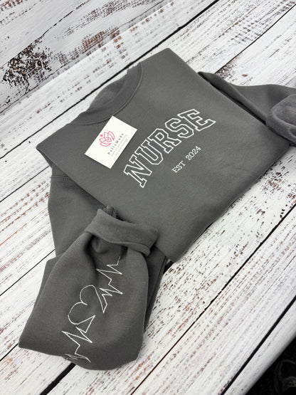 Custom Nurse Embroidered SweatShirt - Hoodie - Gift For Nurse -Custom Nurse Student Gift , Nurse Embroidered Sweatshirt
