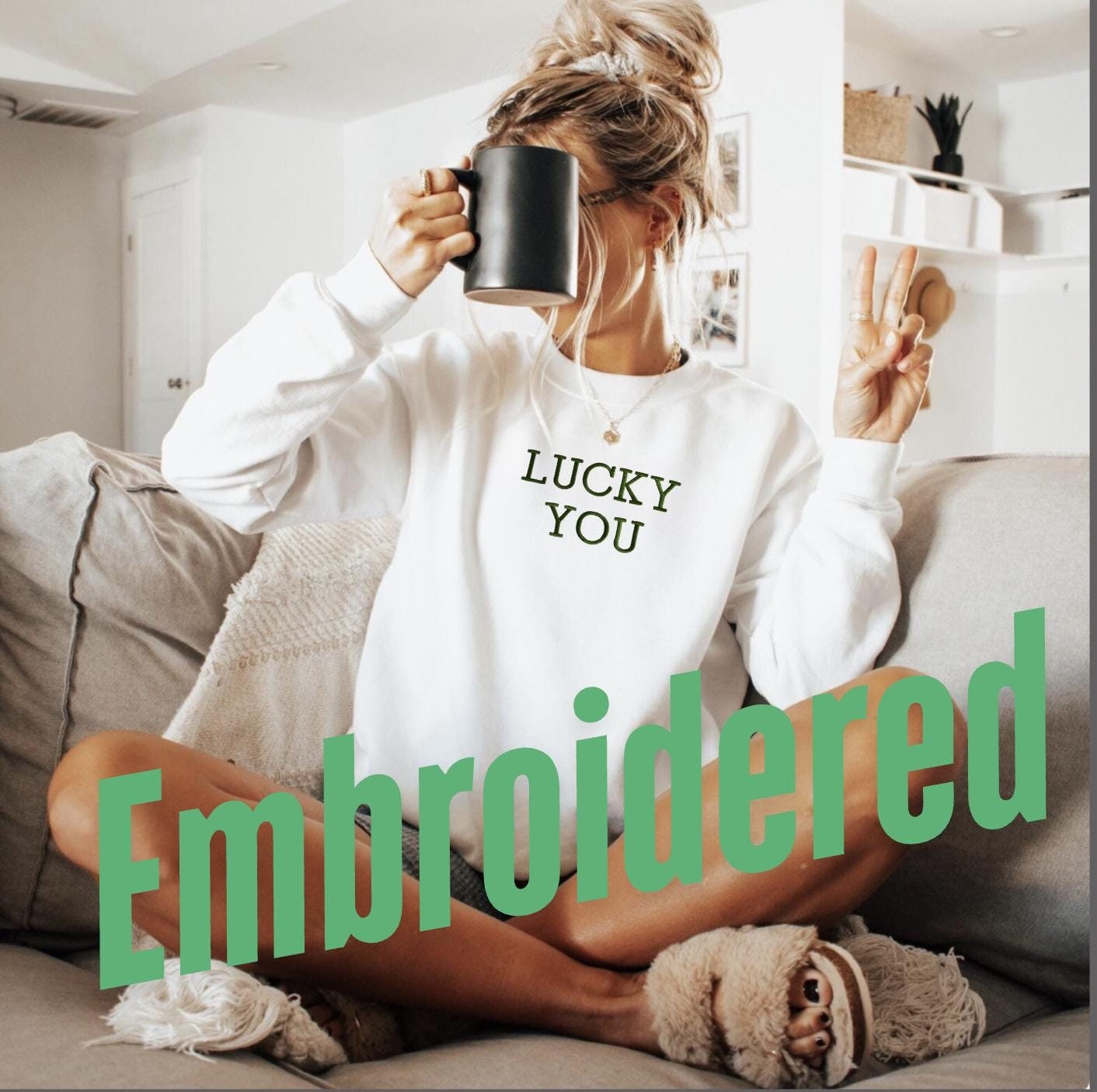 Lucky Sweatshirt, St Patty's Embroidered Sweatshirt, Unisex Lucky Crewneck Sweatshirt, Unisex St Patrick's Day Sweatshirt, Lucky Shirt.